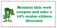 Mention this web coupon and take a 10% senior citizen discount!